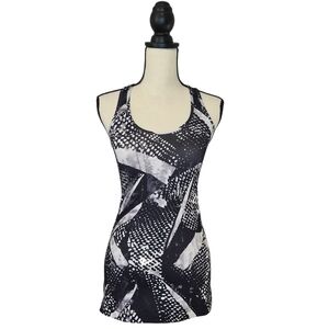 Lululemon Top Cool Racerback Tank Static Mist White Black Women's Size 4